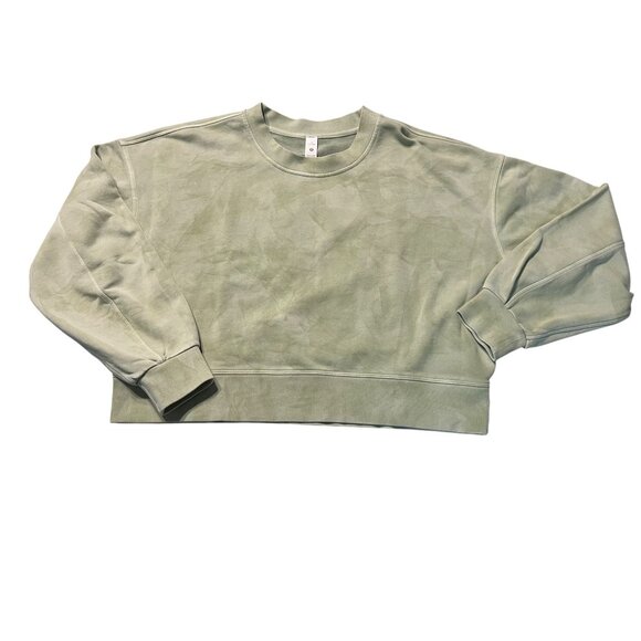 Lululemon Perfectly Oversized Cropped Crew Tie Dye Sweatshirt Sz 10 Light Green - Picture 1 of 3